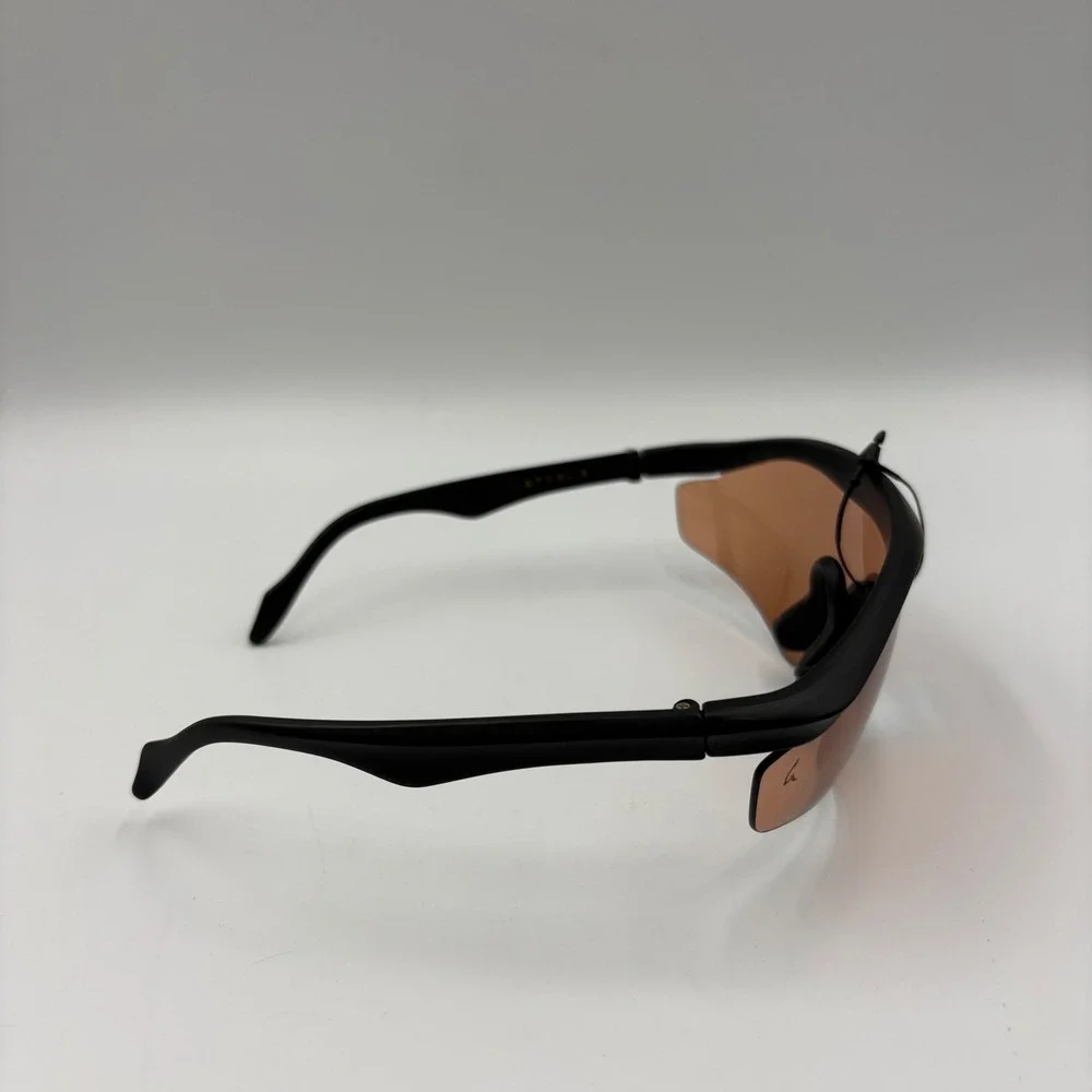 Gattaca Shield Sunglasses Matte Black‎ Wrap Around Amber Lens Sporty Y2K Cyber